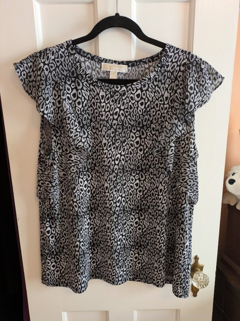 KORS Michael Kors Abstract Animal Print Top XL